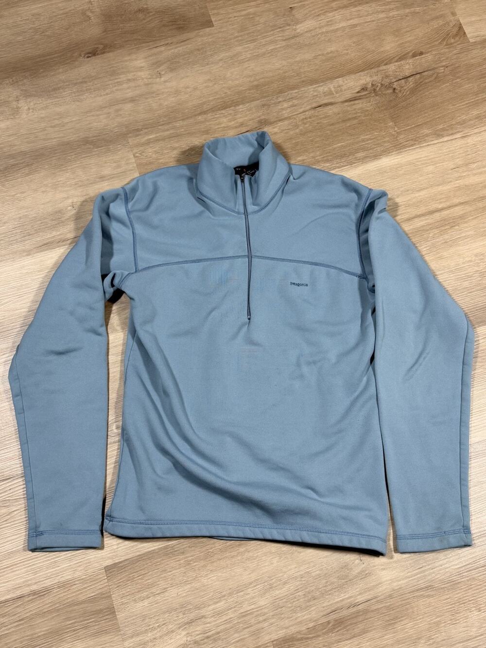 Vintage Patagonia Capilene Expedition Weight Stretch Zip-T Mens S Light Blue